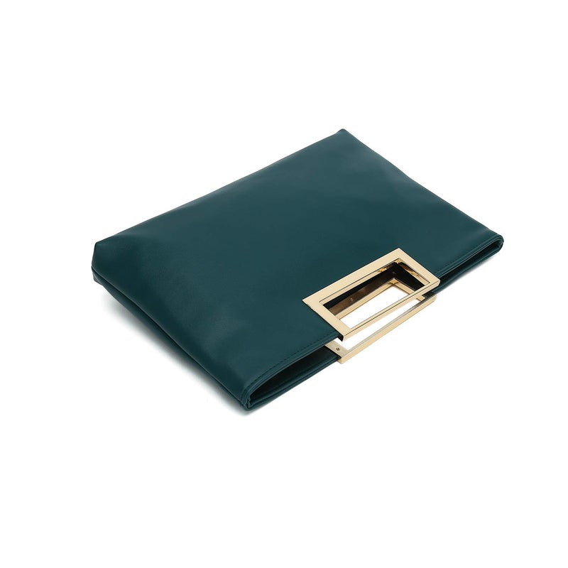 CHARMING TAILOR Fashion PU Leather Handbag Stylish Women Convertible Clutch Purse (Emerald Green) - Image 5